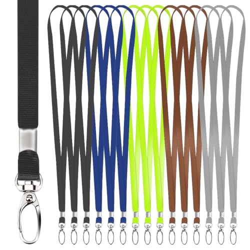 Azlanway Coloré Tour De Cou Porte Badge, 15Pcs 45cm Courroie De Lanière Sangle Cordon avec Fermoir Métallique Pivotant pour Porte Badge/Carte...