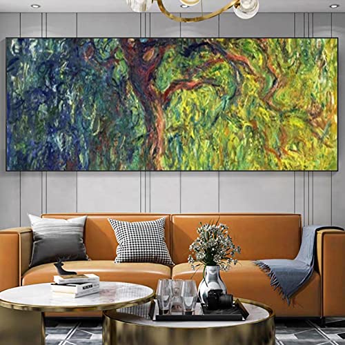 Toile Claude Monet Saule Pleureur impressionnisme abstrait sans cadre de 45x130cm pour décoration