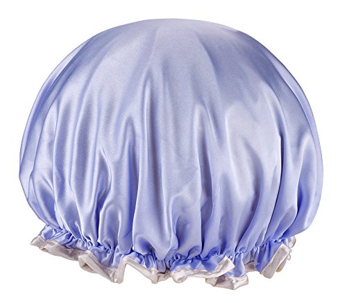 LyneeRan Waterproof Shower Cap Double Layers Bath Cap for Women,Reusable Spa Cap (grace purple)