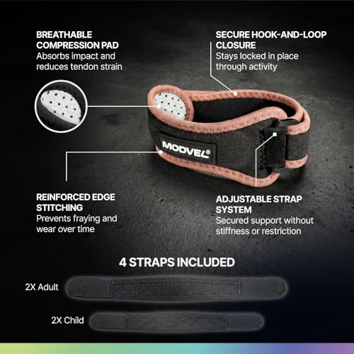 Image of Modvel Knee Strap Patella Tendon Support Brace Band, One Size, 2-Pack | Adjustable patellar tendon support strap reduces pressure on the patella; works as a knee strap, patella band and brace