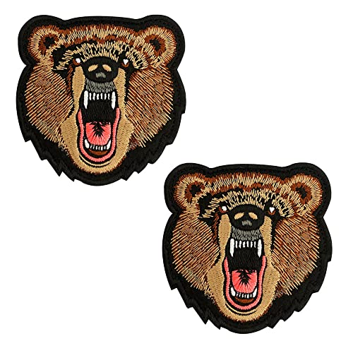 Zcketo 2 Stück Knurrender Bär Angry Bear Bestickter Verschluss Patch Tactical Military Badge Armband Emblem Applikation Aufnäher für Hunde Rucksack Cap Jacke Weste Tasche Beutel (Bär)