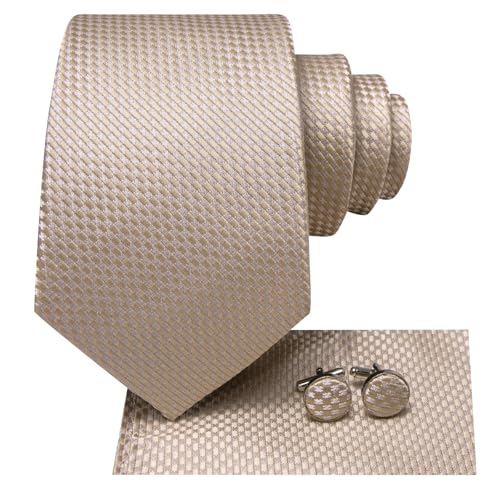 Image of Dubulle Mens Tie Set Solid Paisley Silk Striped Necktie for Men with Cufflinks Tie and Pocket Square