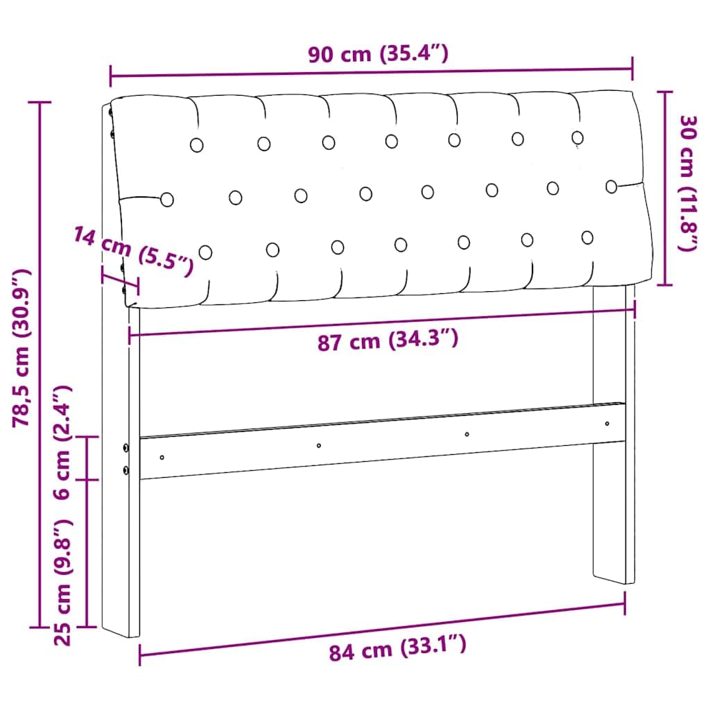 Tête de lit capitonnée gris clair 90 cm en pin massif avec rembourrage doux, convient pour chambre à coucher, chambre d'amis, lit double et lit simple, autonome ou montage mural
