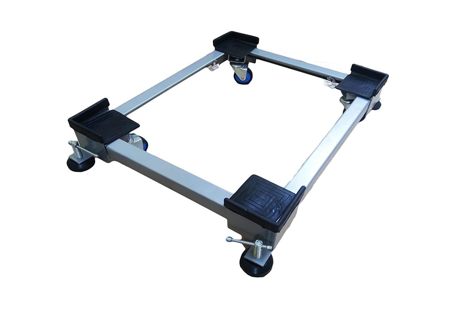 SDLM Ultra Heavy Duty Adjustable Metal Stand/Trolley with Wheels, Front/Top Loading Washing Machine, Fridge, Dishwasher Stand, Capacity Upto 180 Kgs, Black(Min:16.5"x 19.5",Max: 25.5"x32")