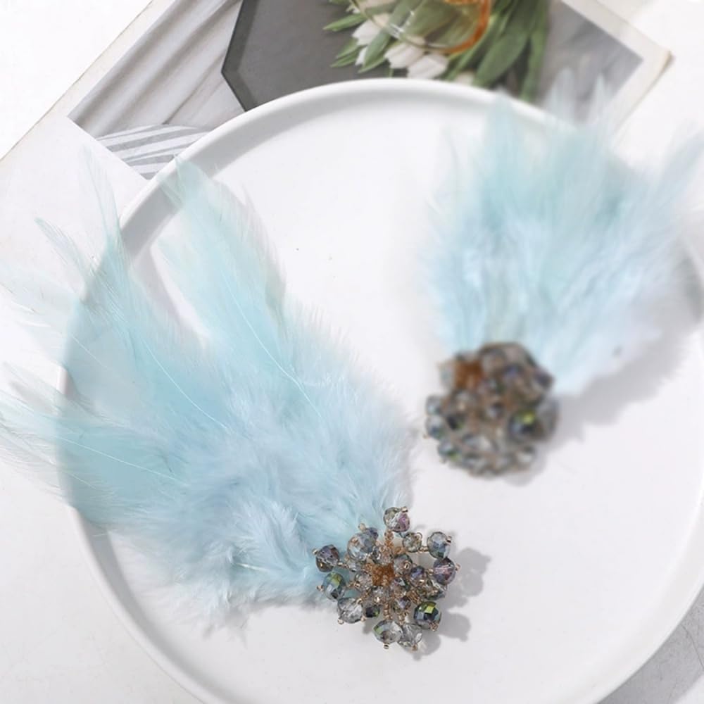 Rhinestone Flower Feather Brooch for Women Delicate Crystal Acrylic Ball Bead Snowflake Lapel Hair Pins Elegant Wedding Christmas Cocktail Party Dress Accessories Jewelry Gift - Image 5