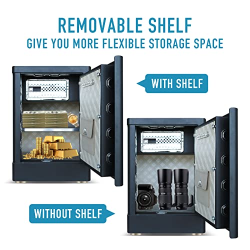 Tenamic Fireproof Fingerprint Safe Box 3.02 Cuft with Separate Lock Box and Hidden Bottom Compartment, Touch Screen Keypad Security Box with Induction Light and Leather Key Card Pouch