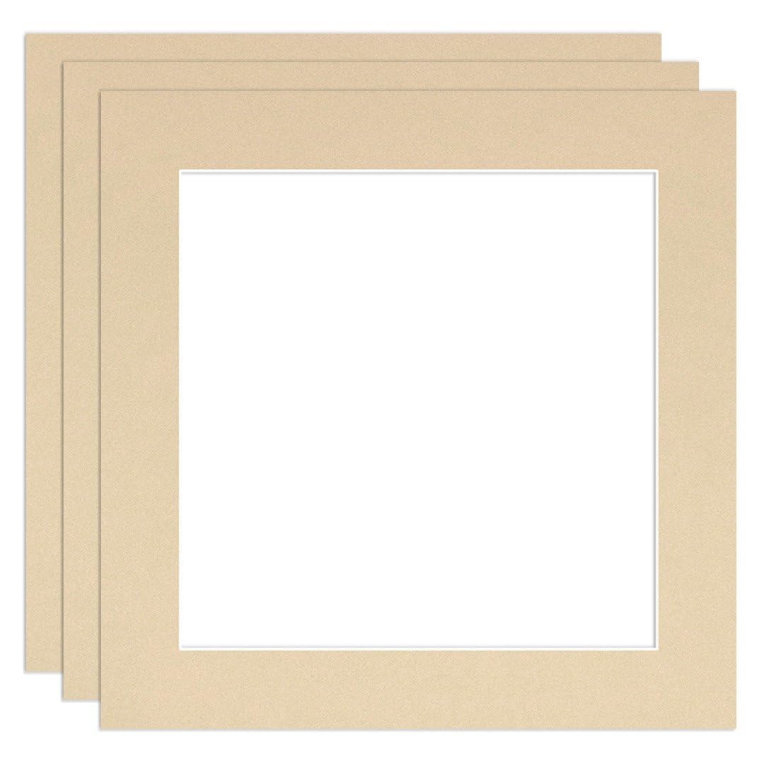 Procut Global 8x8" Ivory Picture Mounts to Fit 6x6" Aperture - Precision Cut Cardboard Photo Mount - Ideal for Frames, Prints, Artwork & Certificates - Sizes & Colours Available - 3 Pack