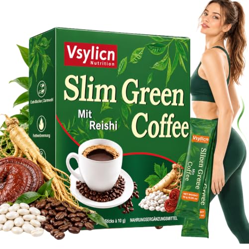 Slim Green Coffee Boost – Café Verde en Polvo con L-Carnitina, Guarana y Ganoderma – Metabolismo y Energía – Sin Gluten – 18 Sobres