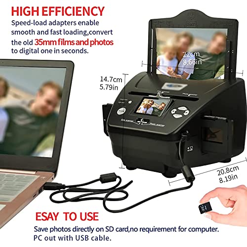 Scanner digitale per diapositive, negativi e carte di nome da 35 mm, con schermo LCD, compatibile con Mac e PC