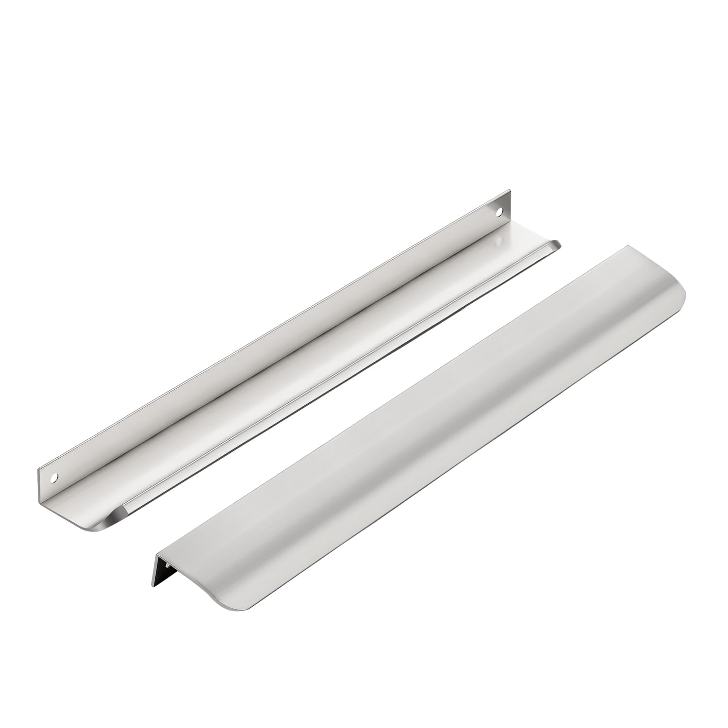 Brushed Nickel Cabinet Handles Finger Edge Pulls 11.8 Inch CC 6 Pack