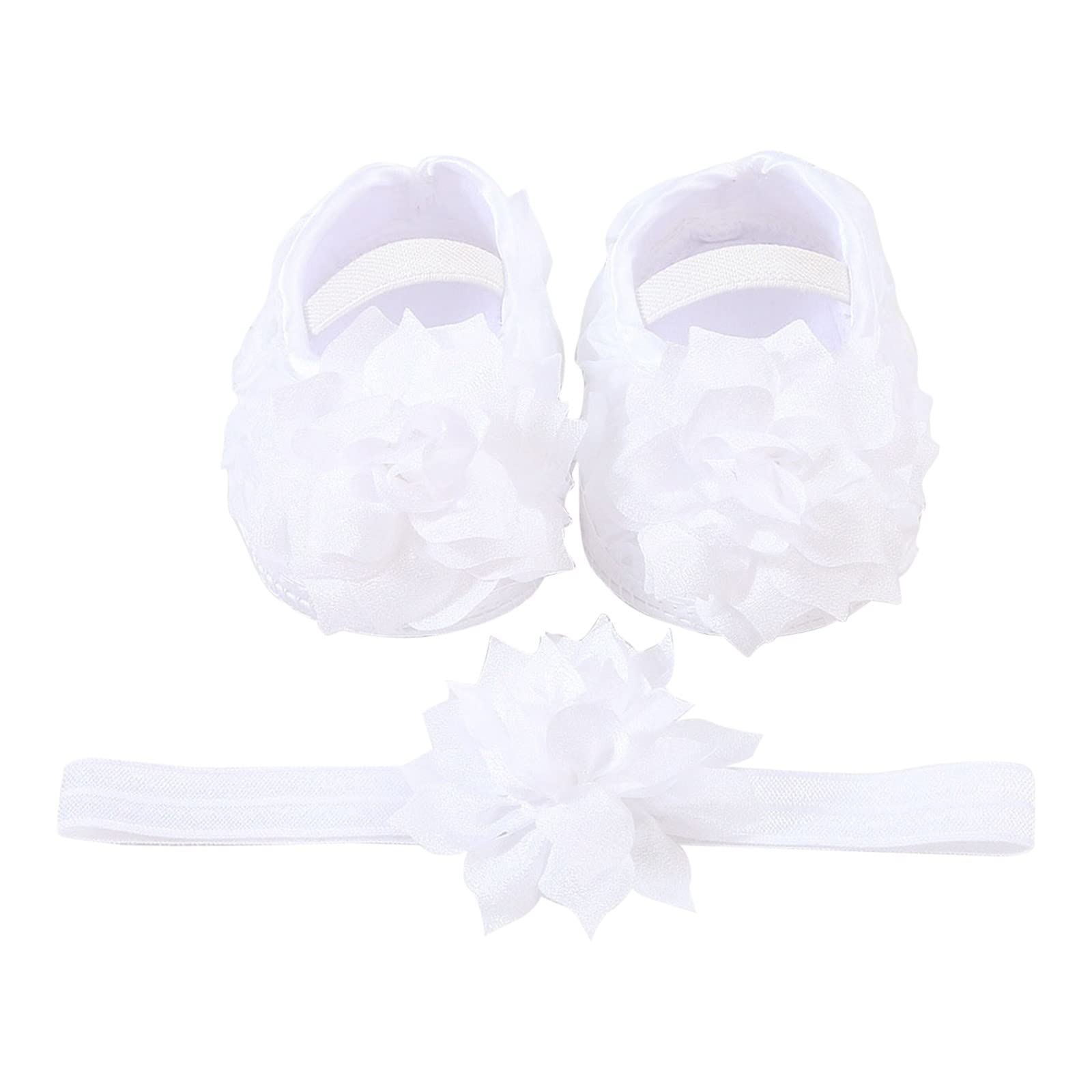 Baby Shoes Hairband Set 01 Year Old Baby Shoes 246 August Newborn Soft Sole Walking Shoes Trend Girl Shoes Size 4 (White, 5 Infant)