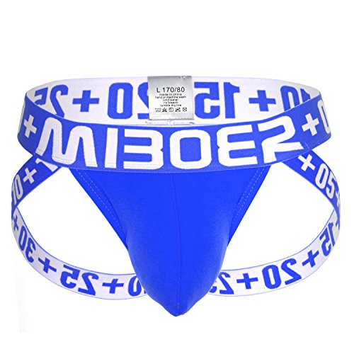 Miboer Herren Sport Jock Jockstrap Color Bulge Brief blau Größe L/XL, Herstellergr. XXL