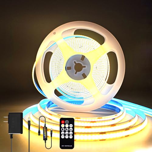 Image of ZSLAIFU COB LED Strip Light 24V, 16.4ft Warm LED Light Strip with Remote, High Density Flexible Warm Tape Lights, CRI90+ LED Lighting for Backlighting for TV, Bedroom, Cabinet, Indoor Decor