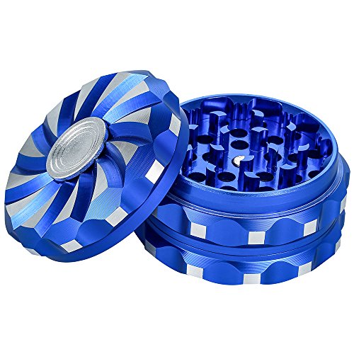 Neranena Herb Grinder Spices Spinner Crusher 2.4" High Grade Aluminum 3 Piece (Blue)