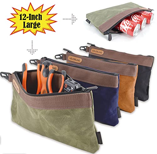 Image of WELKINLAND Heavy-Duty Canvas Tool Pouch, 4PCS 12-Inch Zippered Tool Pouch
