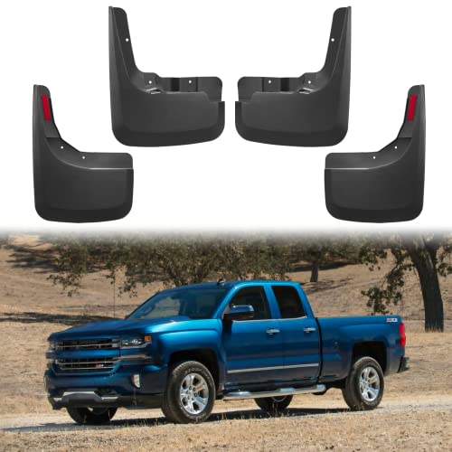 Image of BDFHYK Mud Flaps Splash Guards 4PCS Front & Rear Side Mud Guards Compatible with Chevy Silverado 1500 2019-2022