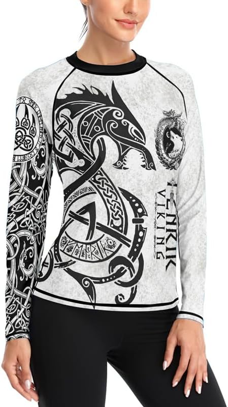 Viking Women's Rash Guard Shirts Long Sleeve Compression Fightwear Tops for BJJ MMA