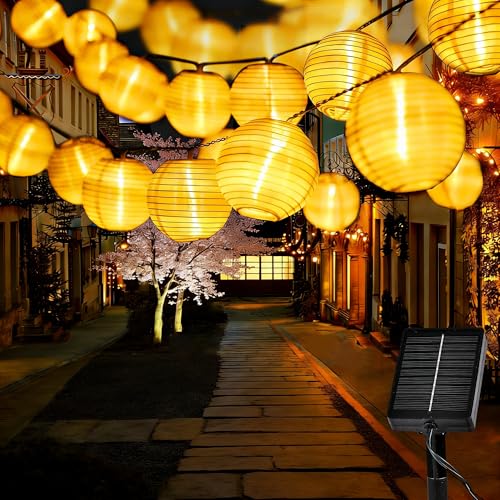 Dankeled Solar Lampions Außen Wetterfest - 4M Solar Lichterkette Outdoor 20 LED Laternen IP65 Wasserdicht 8 Modi Solar-Beleuchtung für Garten Balkon Hof Hochzeit Party Deko (Warmweiß)