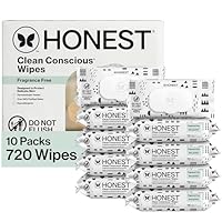 The Honest Company Clean Conscious Multi-Use Wipes, Unscented Hypoallergenic Baby Wipes for Sensitive Skin, 99% Water Plant-Based Compostable Wipes, Pattern Play, 720 Count