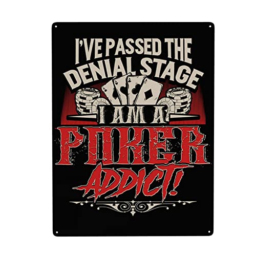TOLANK Poker Player Art Vintage Tin Sign Metal Poster Art Funny Tin Sign for Office/Home/Classroom Bathroom Decor Gifts - Best Farmhouse Decor Gift for Women Men Friends - 8x12 Inch