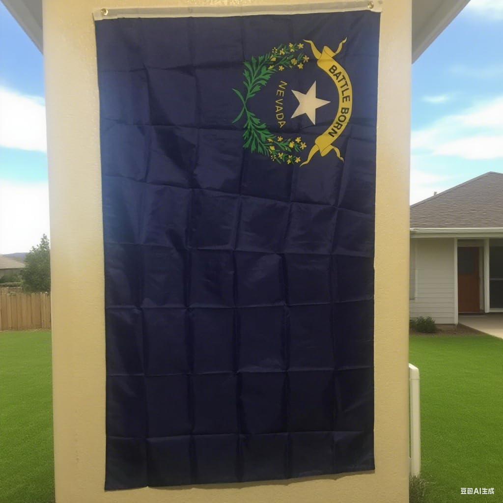 Nevada State Flag 5x8 Ft, Deluxe Full Embroidered Heavy Duty Polyester Durable NV Outside Flags, Indoor/Outdoor, Sewn Stripes and Brass Grommets - Image 8