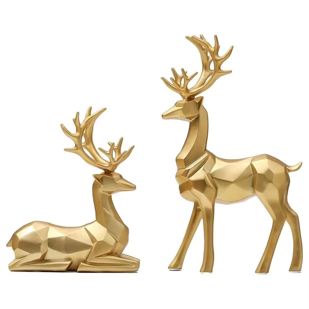 UDSKNV[KSL Cute Standing/Sitting Position Christmas Deer Desktop Ornament Home Decor Statue