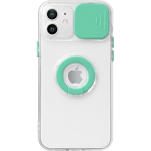 Caseative Candy Color Ring Holder Slide Lens Camera Cover Protection Clear Soft Compatible with iPhone Case (Mint,iPhone 11 Pro)