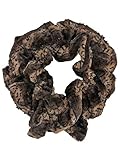 Luxury Divas Brown Animal Print Long Scrunched Plush Scarf