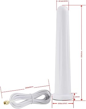 Eightwood Dual Band WiFi Antenna, 2.4GHz 5GHz, White, RP-SMA Male Connector