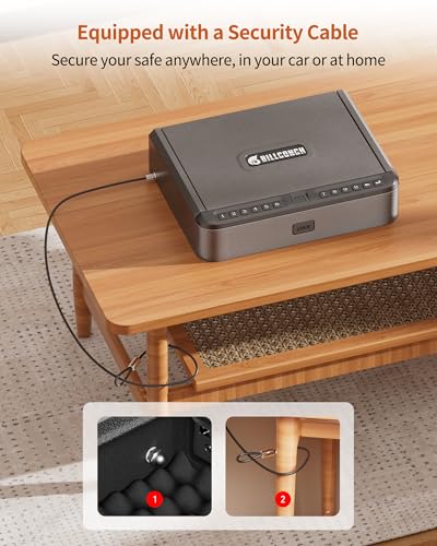 Image of BILLCONCH Gun Safe for Handgun - Biometric Gun Safe 4 Ways Quick Access with Fingerprint /Full-digital Keypad /Key /APP Lock Handgun Pistol Safe for Nightstand Bedside Home
