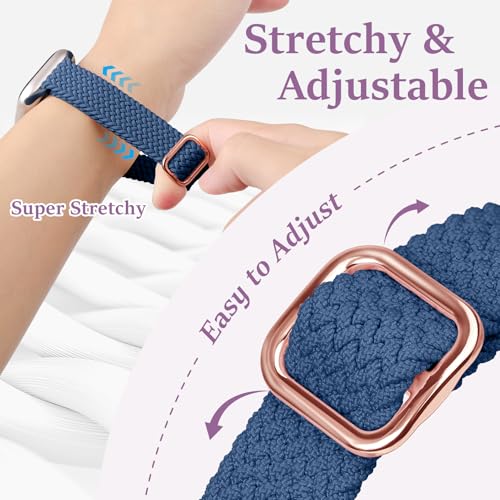 Image of Slim Braided Bands for Apple Watch Band 40mm 41mm 42mm 38mm 46mm 44mm 45mm 49mm Women,Stretchy Solo Loop Nylon Elastic Thin Narrow Skinny Strap for iWatch Ultra 3 SE 3 Series 11 10 9 8 7 6 5 4 3 2 1