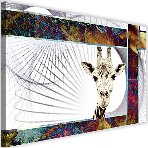 Toile girafe XXL décoration murale salon tableau animaux abstrait 100x70