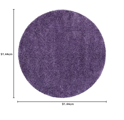 Image of CD Carpet Anti Slip Shaggy Fluffy Fur Rugs and Carpet for Living Room Bedroom Kids Room Plain Circle Carpets for Home with 2 Inch Thickness (Color Purple /Plian Size 3x3 Feet Round)