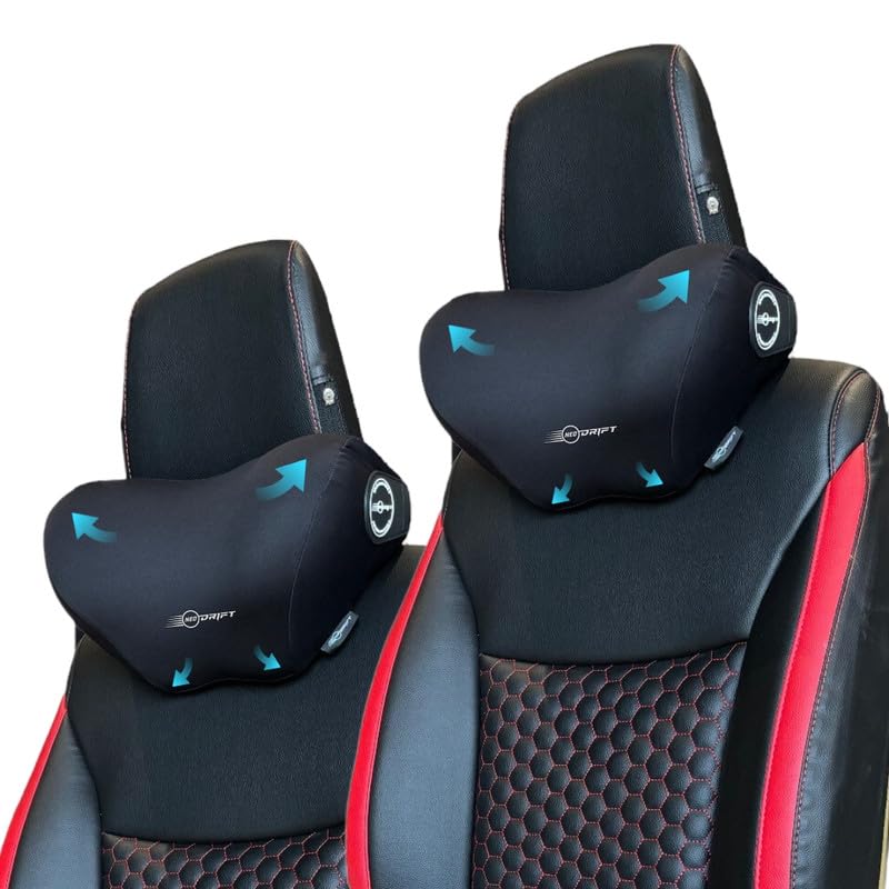 Image of Neodrift 'NeckFlow Pro' (Set of 2) | (Color - Black) (Neck Rest Cushion Orthopedic Velvet Memory Foam Pillow for Neck, Head, Shoulder Support) Pain Relief for Car