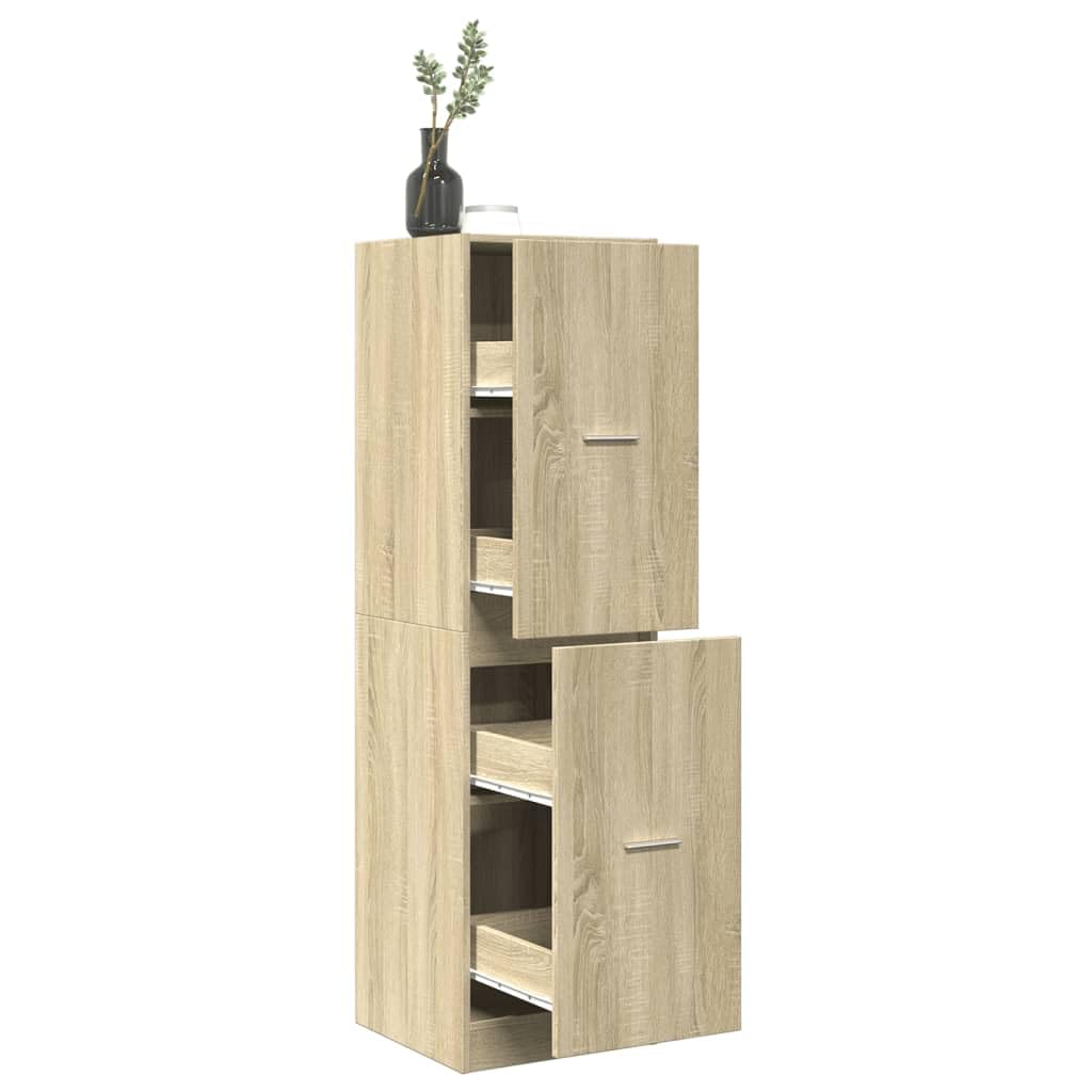 Armoire à pharmacie en chêne Sonoma - 40 x 41 x 144,5 cm - Imperméable - 4 tiroirs - Armoire de rangement robuste - Peu encombrante - Pour couloir, salon, chambre à coucher