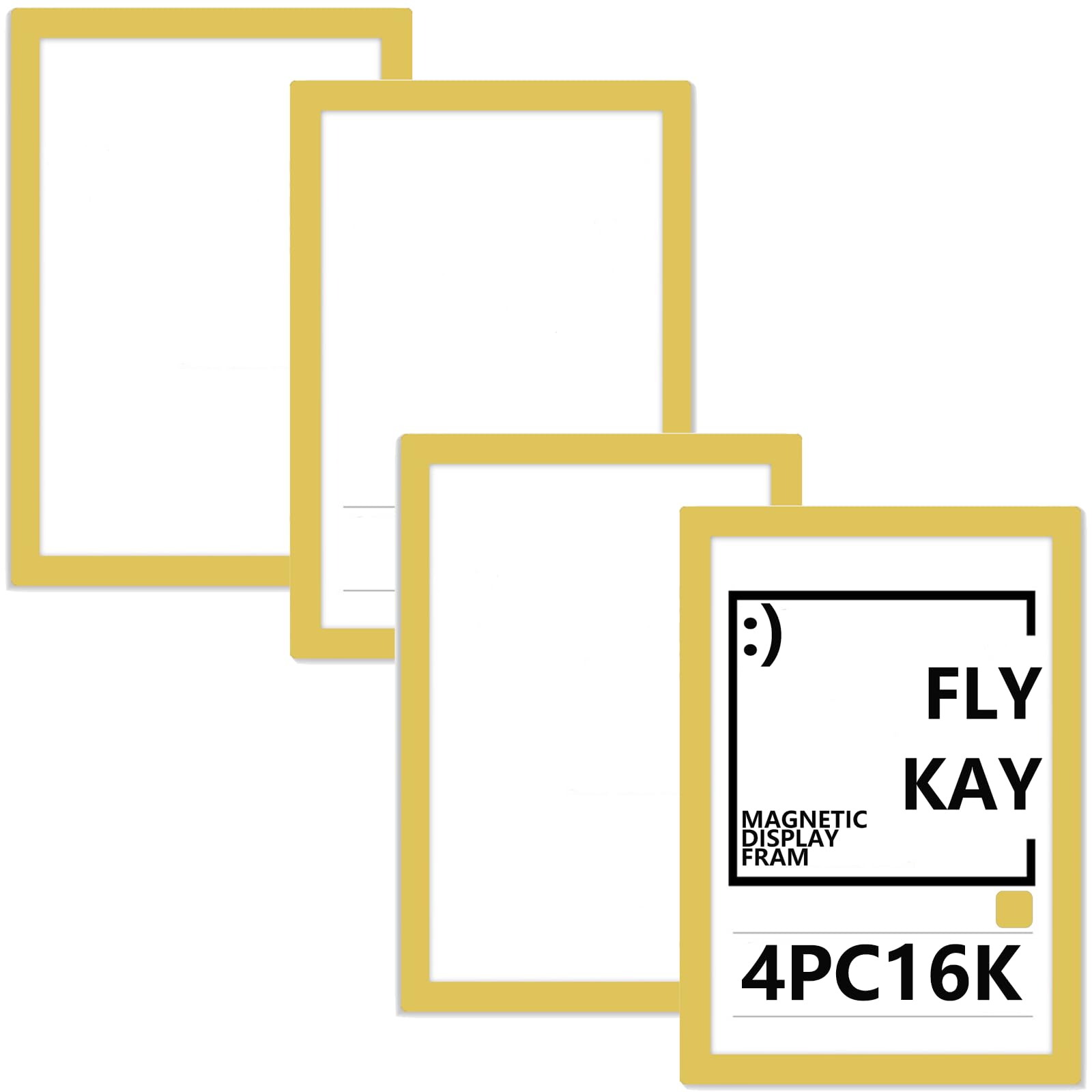 4PCS 16K Magnetic Photo Frames, Self Adhesive Magnetic Picture Diamond Painting Art Display Frame, Waterproof Clear Sign Holders for Notices, Certificate, Poster, Ads, Documents