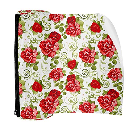 Astuccio portapenne con rose rosse e fiori e