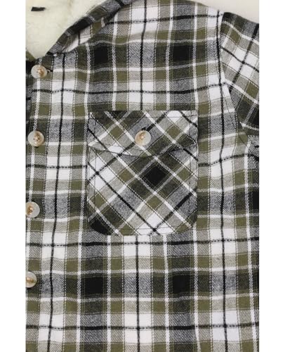 Image of ZENTHACE Boys Sherpa Fleece Lined Flannel Plaid Button Down Shirt Jacket,Hooded Flannel Shirt with Hand Pockets