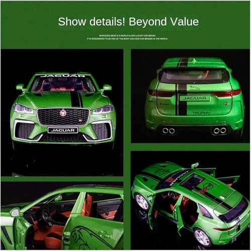 Image of 1:24 Jaguar F-Pace Diecast Model Car | Pull Back Metal Toy Vehicle with Opening Doors, Sound & Light | Alloy Car Toy for Kids & Collectors (Yellow)