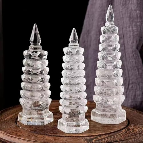 BOWINGBO Meditation Room Decor Ornamental Tower Sculptures 9 Level Pagoda Wenchang Tower Statue Crystals Polished Natural Stone Sculpture Statue Decor Figurines Reiki Home Room Office Desk Decoration - Image 4