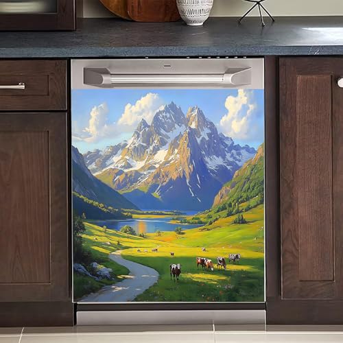 Image of BVBOX Dishwasher Magnet Cover 23 inchx26 inch, Reusable Magnetic Refrigerator Covers, Decorative Magnets Cover Fridge Door Skin Panel Stickers for Home Kitchen Appliance