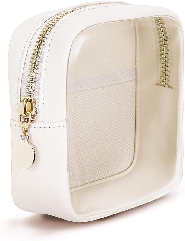 Wandering Nature Necessaire transparente de maquiagem com bolsos internos e zíper dourado