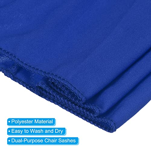 PATIKIL 14"x5" Stretch Chair Sashes Bows, 25 Pack Elastic Chair Bands Sashes with Buckle Slider for Wedding Banquet Decorations, Blue - Image 3