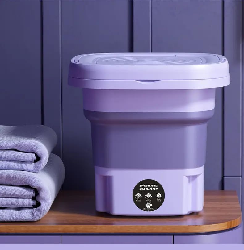 Image of ZYNTO 11LPortable Mini Washing Machine, Foldable Washing Machine Top Load Fully Automatic with 3 Modes Spinner and Dryer, Semi Automatic Bucket Washer for Travel, Home, Baby Clothes (Multi) (STANDARD)