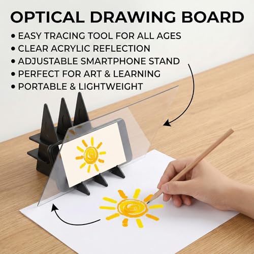 Proyector Óptico de Dibujo para Teléfonos y Tabletas, Tablero de Dibujo Reflexivo 13,5 x 20 cm para Calcar, Ideal para Niños, Principiantes y Adultos, Herramienta de Arte Portátil y de Alta Calidad - imagen 6