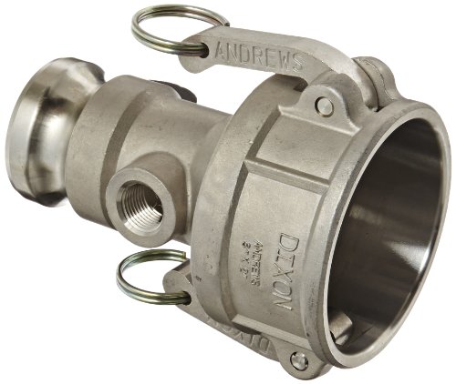 Dixon 3020DAT50SS Stainless Steel 316 Cam and Groove Reducing Hose Fitting, 3" Socket x 2" Plug, 1/2" Tap Size