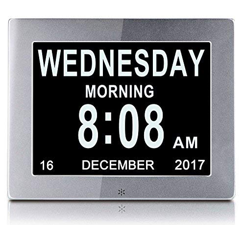 yansenxing YSX - Sveglia Digitale da 8", con Calendario Digitale per la demenza, per Bambini e Anziani, per pazienti affetti da malattia di Alzheimer (Argento)
