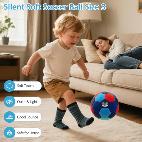 Image of Indoor Soccer Ball Size 3 Silent Soccer Balls with Pump | Soft Foam House Training Balls for Beginners, Lightweight Soccerball Soccer Balls Gifts for Home Practice