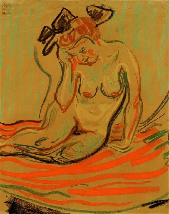 KOKITS Modern Colour Posters Vintage Canvas Painting Classic Oil Painting Doris Stehend by Ernst Ludwig Kirchner for Home Decor 60x90cm