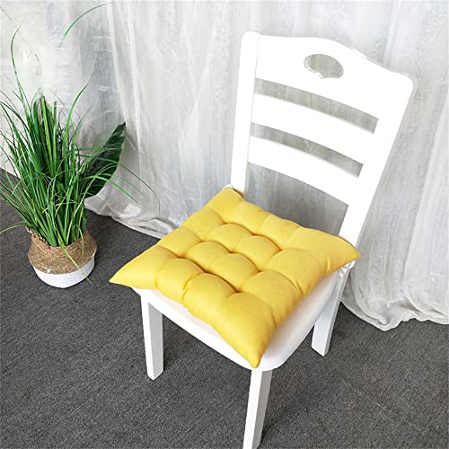Lukery Stuhlkissen rutschfeste, Waschbare Leinen Weiche Unifarben Sitzkissen Komfort Stuhlauflage als Stuhl Kissen für Outdoor & Indoor Gartenstuhl, Küche oder Esszimmerstuhl (40x40cm,Zitrone)